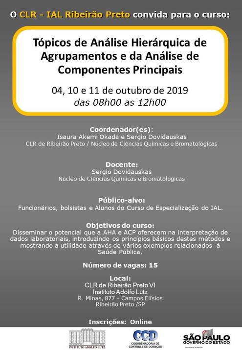 topicos de análise hierarquica de agrupamentos de analise de componentes principais CLR Rib. Preto